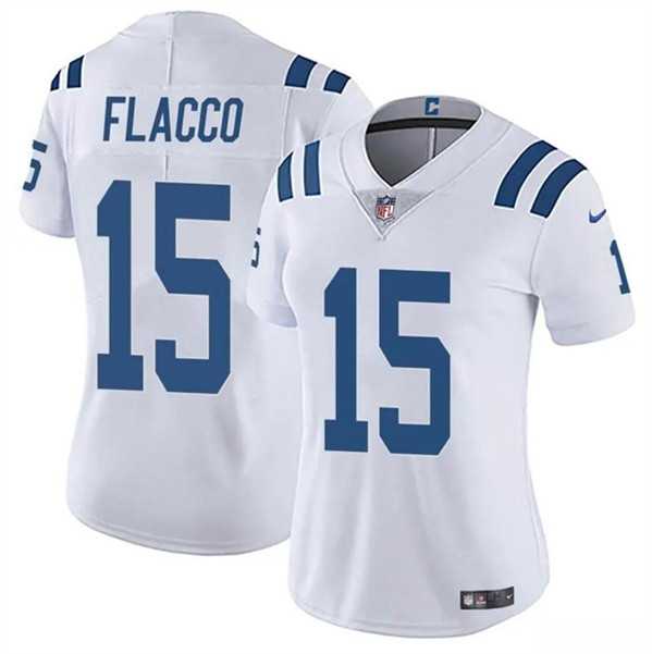 Women%27s Indianapolis Colts #15 Joe Flacco White Vapor Stitched Jersey Dzhi